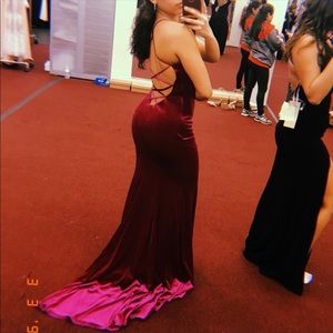 Velvet Fuchsia Prom Dress